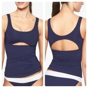 Athleta Navy Cutout Tankini Top